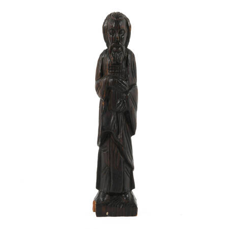 Antique Wooden Figure of Man Holding a Book