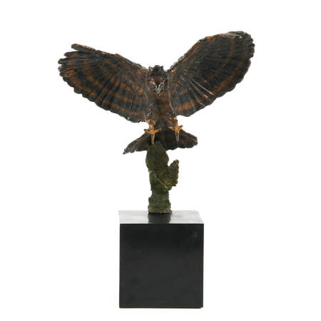 Metal Sculpture Eagle in Flight on Base