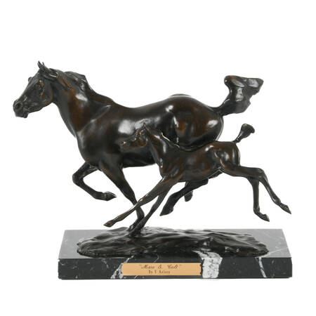 T. D. Kelsey Bronze Mare and Foal Bronze on Mable Base