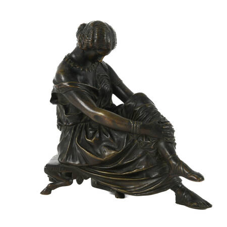 Louise Colet as Sappho Bronze Sculpture After Jean Jacques James Pradier