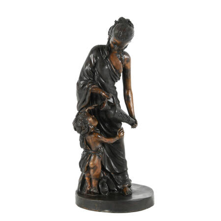 Vintage Neoclassical Bronze "A Quick Drink" Sculpture After Louis Sauvageau