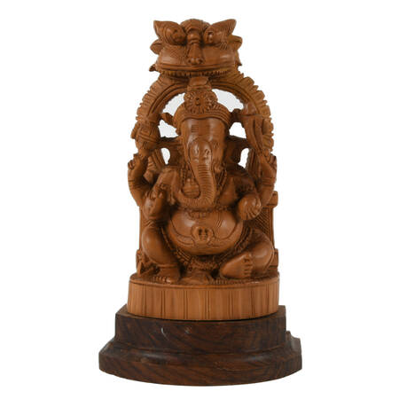 Antique Wooden Four-Armed Ganesha Statue