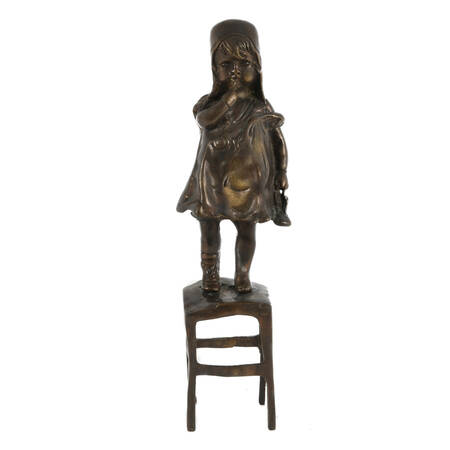 Bronze Sculpture Girl on a Stool After Juan Clara Betta