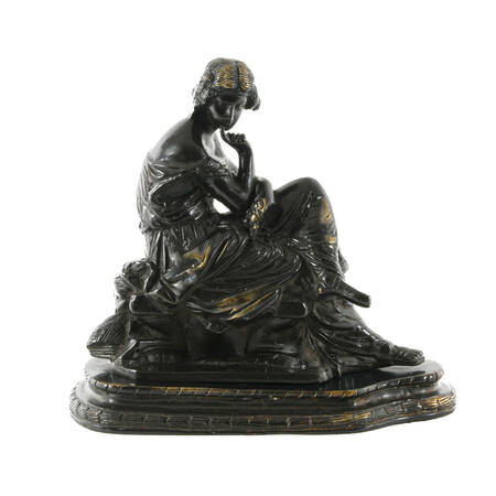 Antique Cast Metal "The Pensive Maiden" Figure