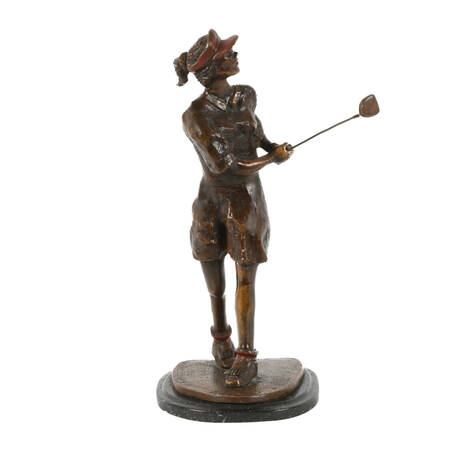 Female Bronze Golfer on Marble Base By Amilkar Ariza
