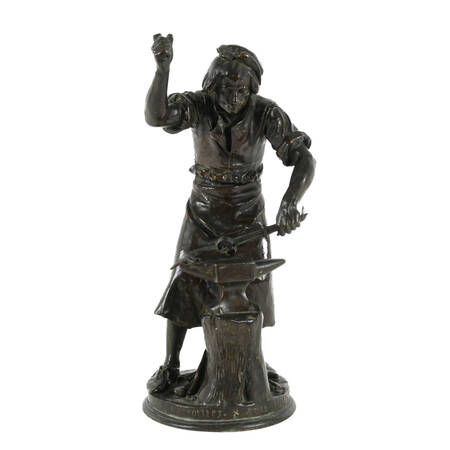 Antique Bronze Blacksmith Sculpture by Adrien Etienne Gaudez