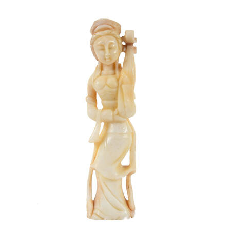 Antique Stone Carved Chinese Classical Woman Holding Pipa