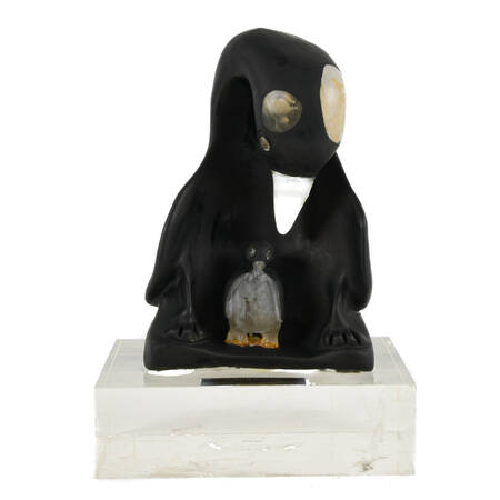 Penguin Mother and Baby Penguin Sculpture Signed "Snowbirds - Mechela 1979"