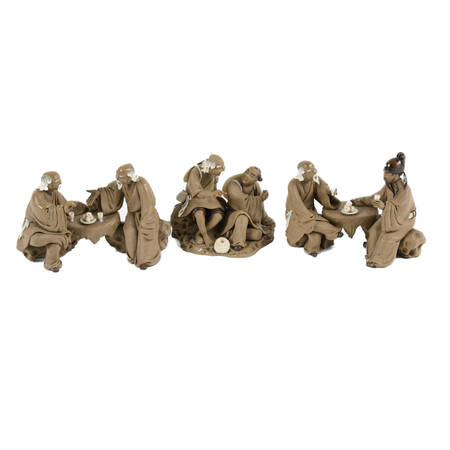 Grouping of 3 Clay Mudmen Statues