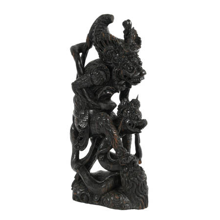 Hindu Hanuman Monkey God and Naga Wood Carving
