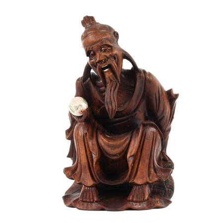 Wooden Hand-Carved Chinese Figure