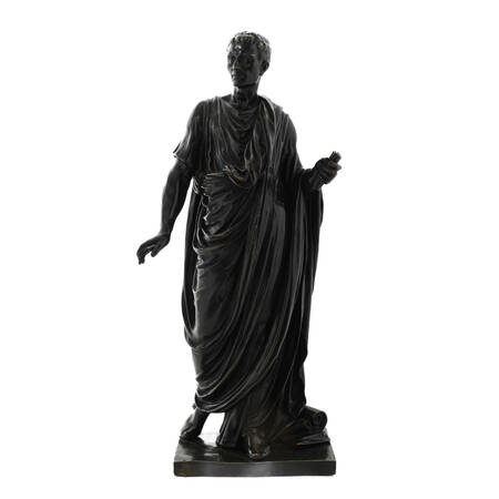 Antique French Bronze Sculpture Roman Emperor by Mathurin Moreau