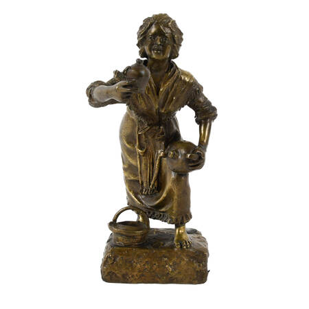 Continental Bronze Sculpture of a Peasant Lady