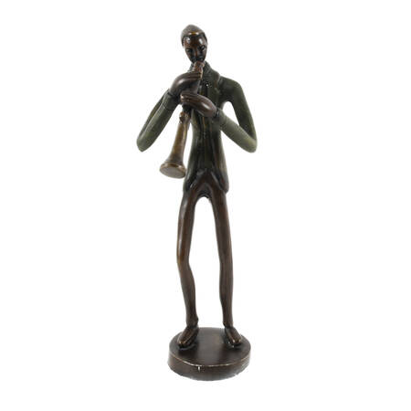Bronze Jazzman Playing the Horn Sculpture