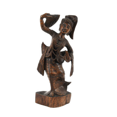 Antique Carved Wooden Burma Dancing Girl Statue
