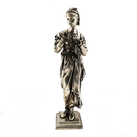 Antique Silver-Plated Bronze Madian Statue by Adrien E. Gaudez