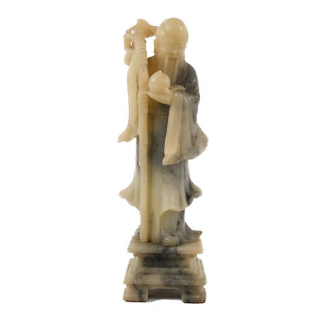 Hand-Carved Soapstone Shouxing Longevity Statue