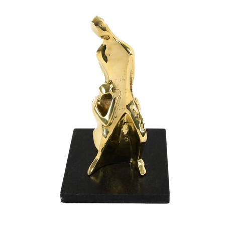 Loving Couple Brass Sculpture Grouping on a Marble Base