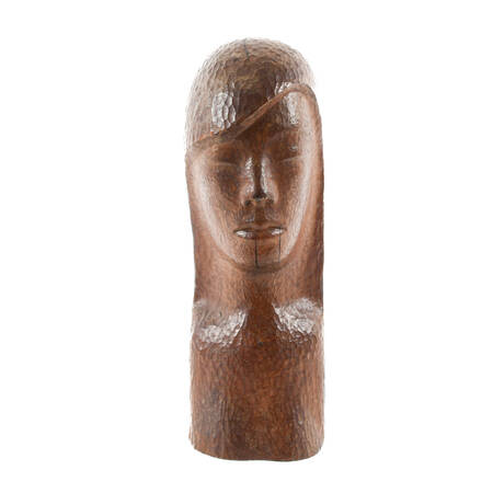 Hand-Carved Wood Figural Sculpture