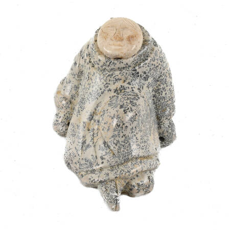Carved Stone and Bone Eskimo Woman by Ronald Komok