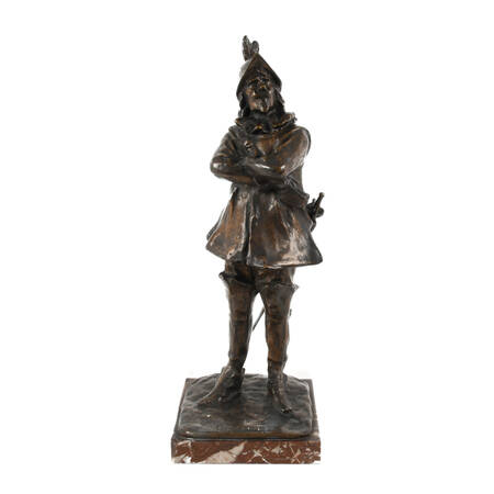 Signed Bronze Cyrano de Bergerac Statue on Marble Base