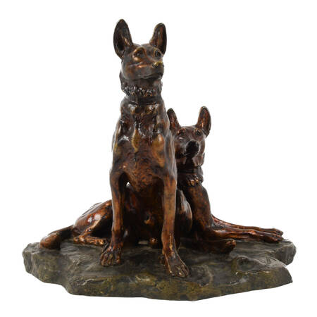 Antique Bronze German Shepherd Dog Grouping