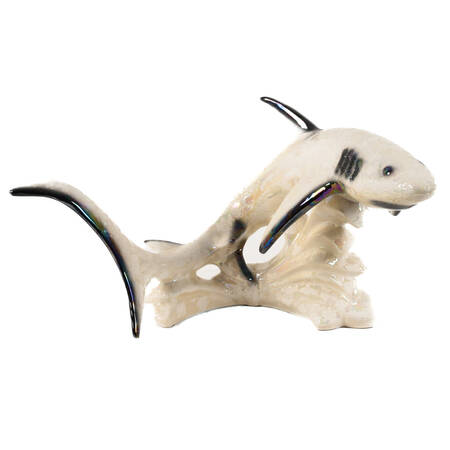 Large Porcelain Iridescent Shark Sculpture