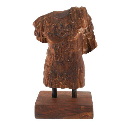 Carved Wood Loricata Statue on Base
