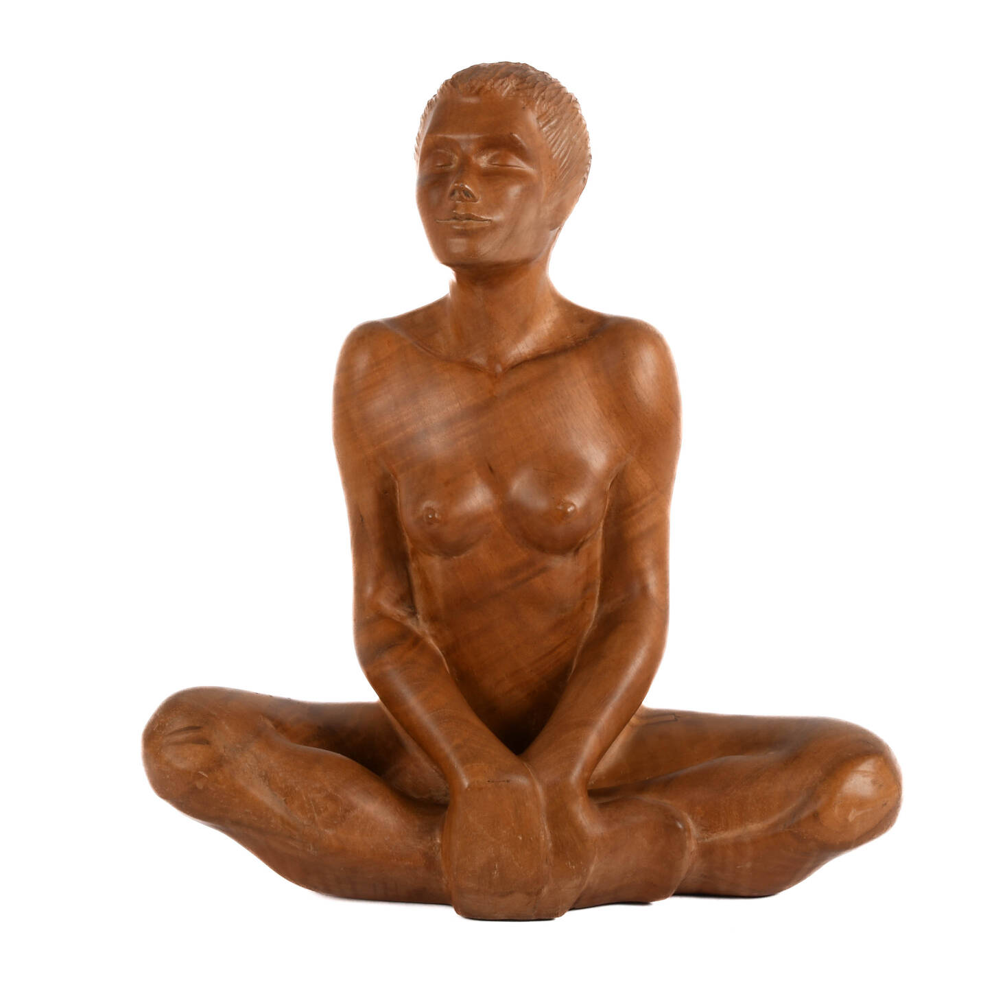 Signed Jannette Eyler Nude Female Carved Wood Statue