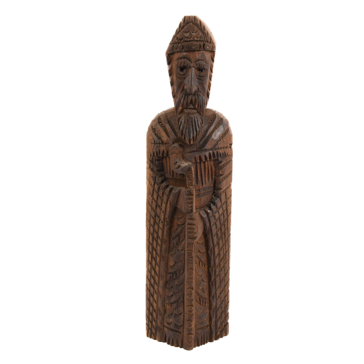 Italian Hand-Carved Wooden Monk Sculpture