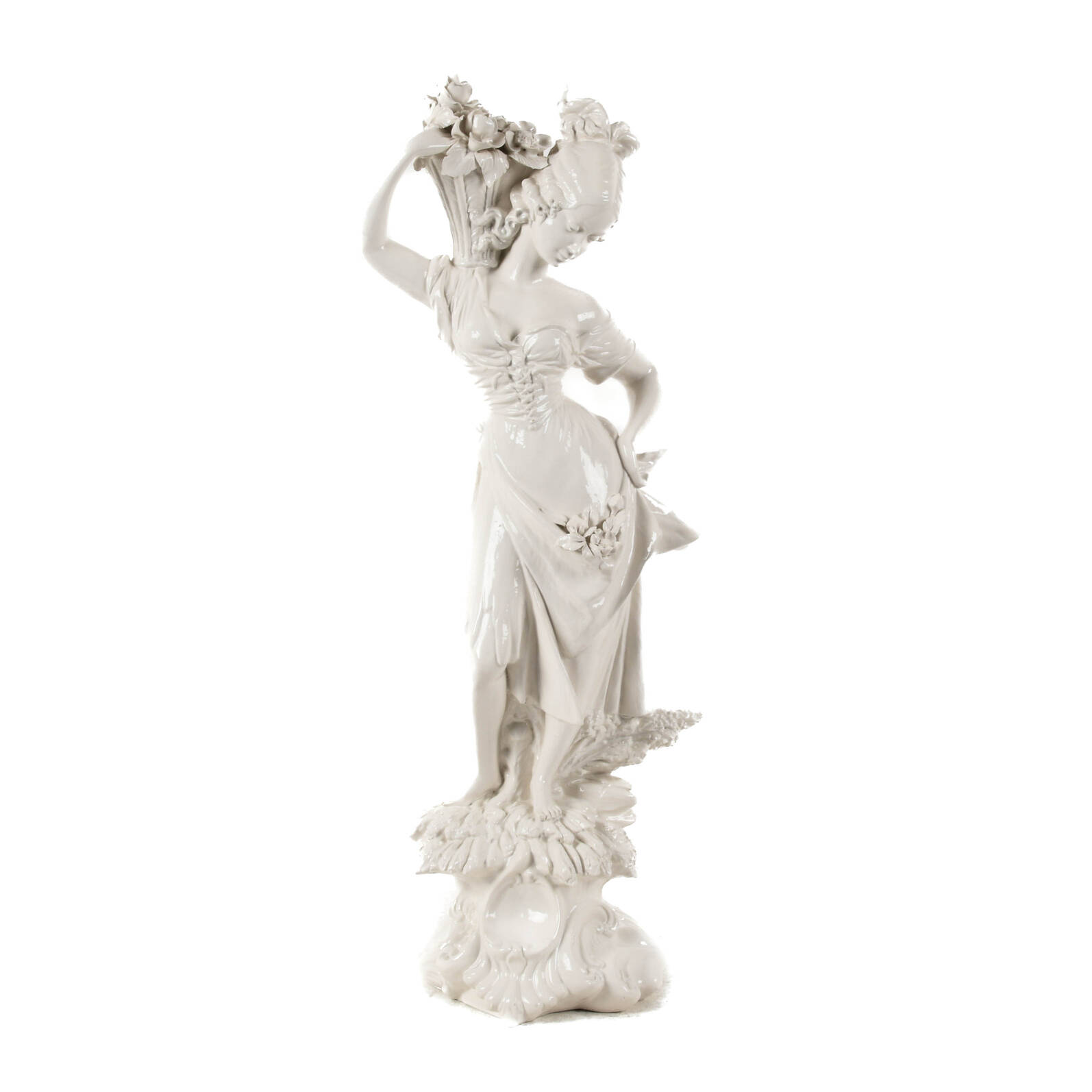 Italian High Glaze Ceramic Lady Sculpture