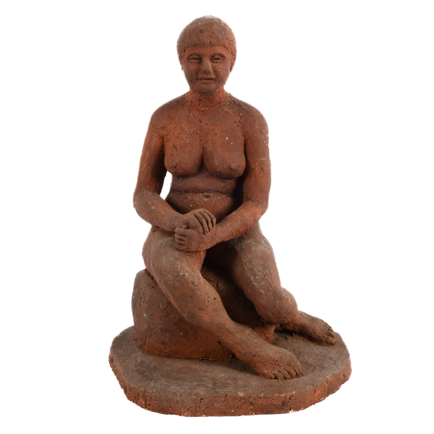 Seated Nude Terracotta Statue