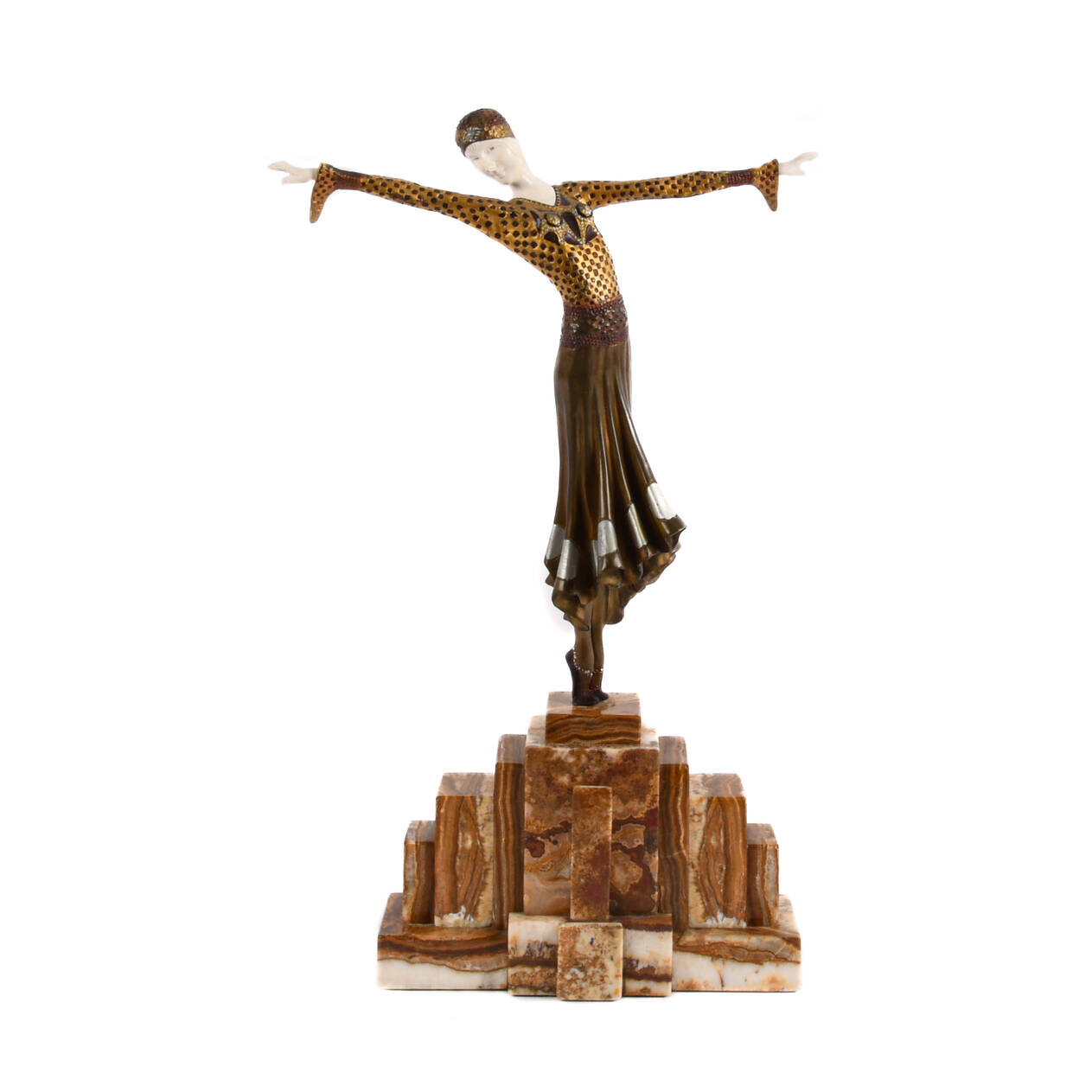 Bronze Art Deco-Style Dancer on Pedestal Base