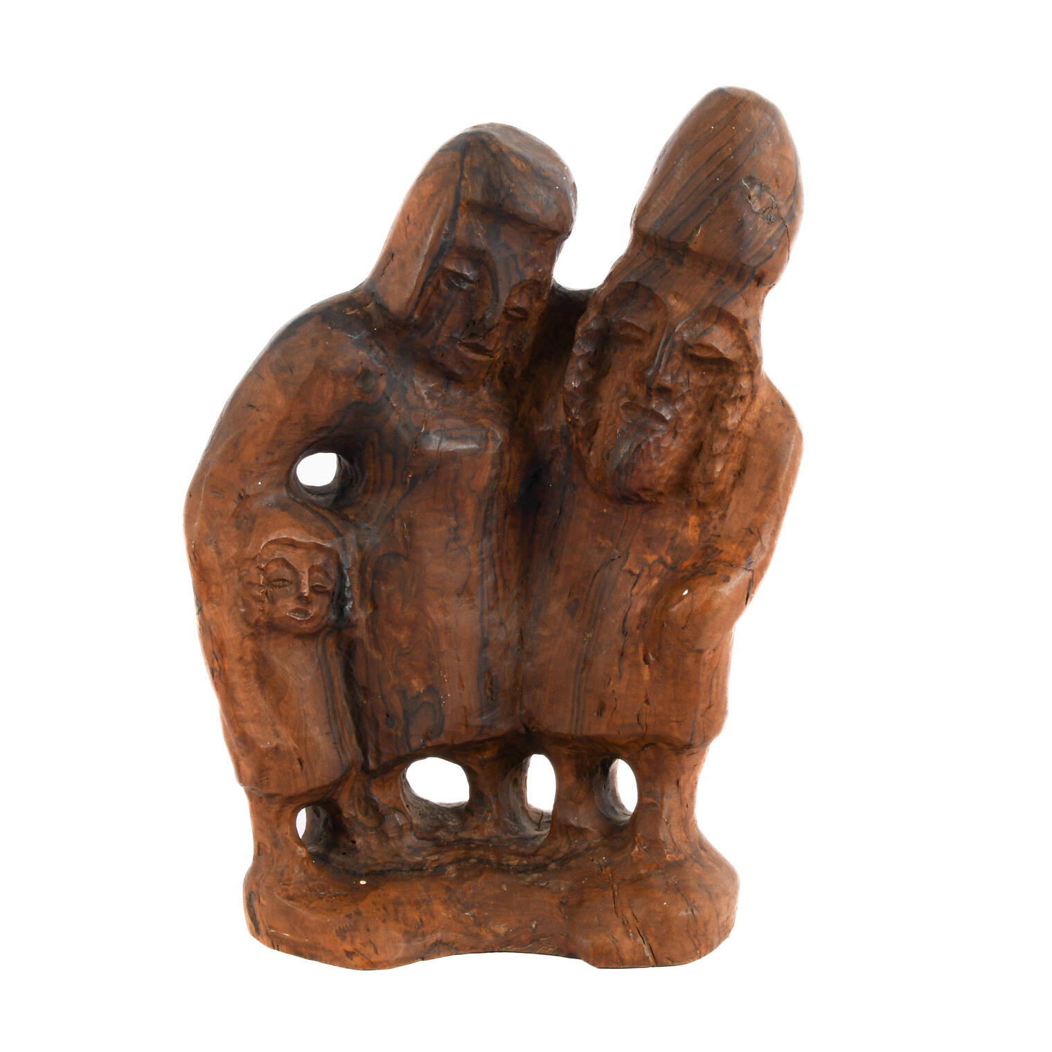 Folk-Art Hand-Carved Wood Figural Sculpture