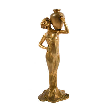 Art Nouveau Bronze Lady Statue by Suzanne Bizard