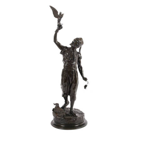 Antique Bronze Statue by Pierre-Jules Mêne "The Arab Falconer"
