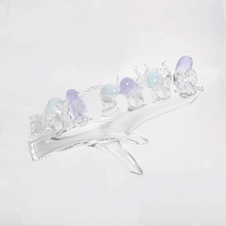 Signed Large Opaline Glass Birds Sculpture