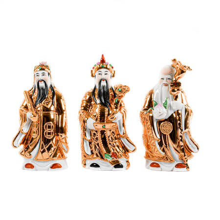 Set of Three Porcelain Chinese Deity Statues