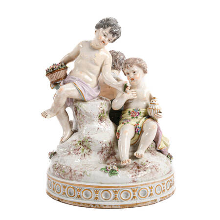 Meissen Sculpture of Three Seated Children