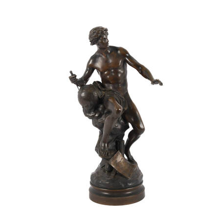 Antique French Bronze Sculpture "Fils de la Science" By Émile Louis Picault