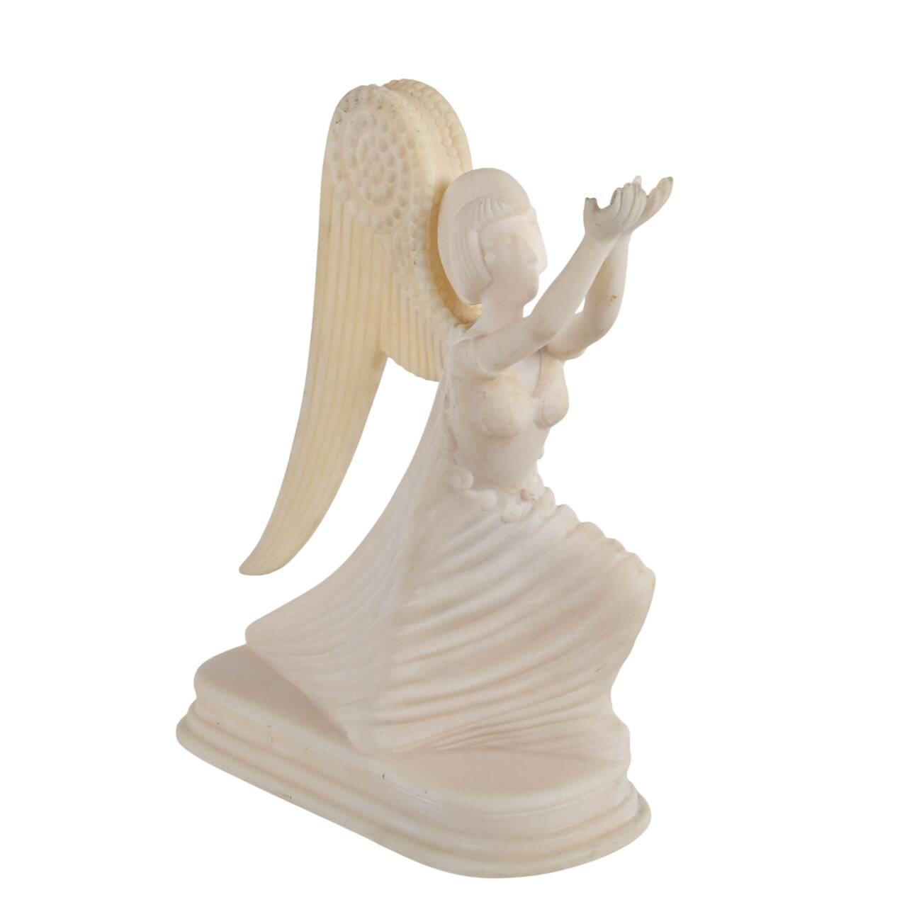 Art Deco-Style Alabaster Powder in Resin Angel Statue