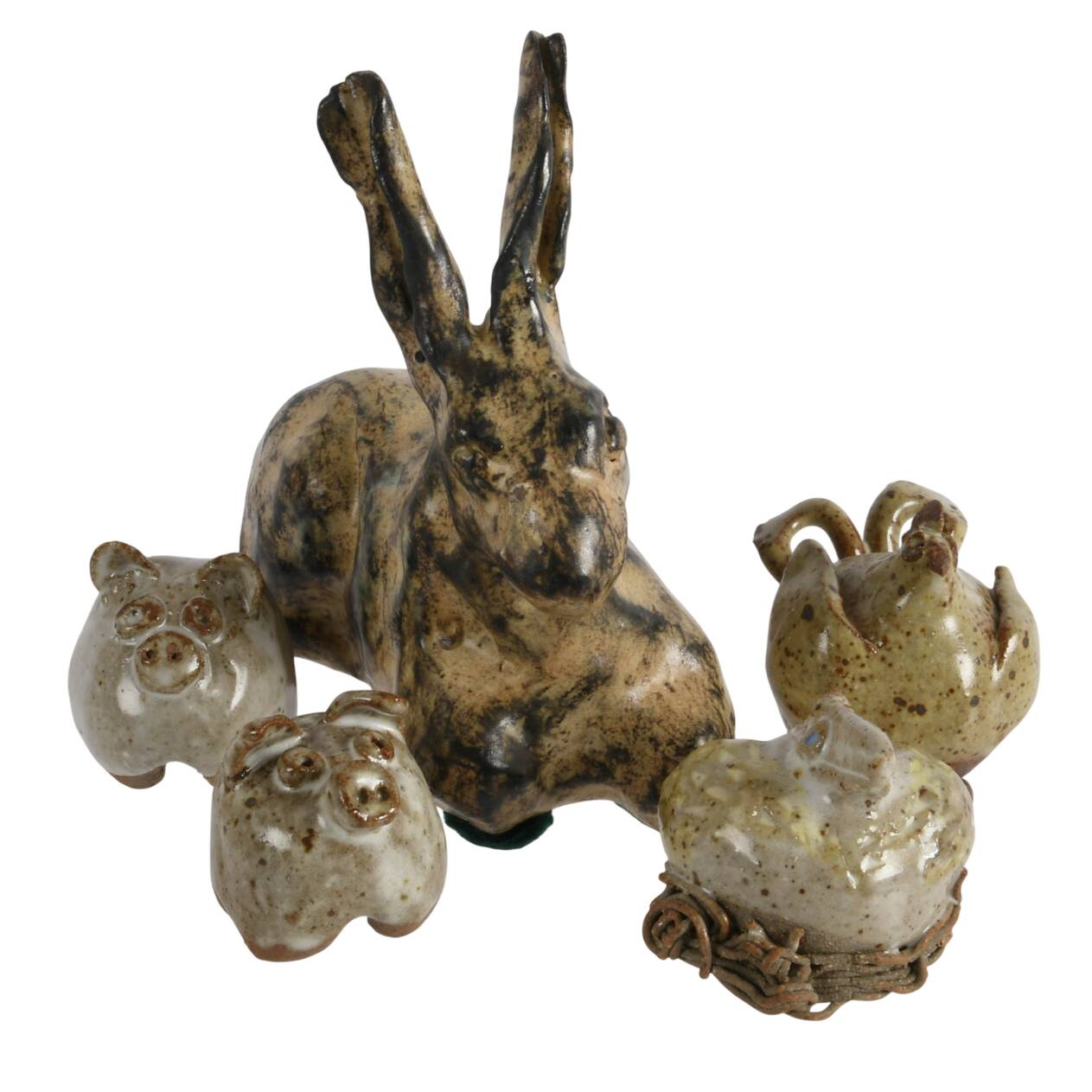 Lot of Five Studio Pottery Animals
