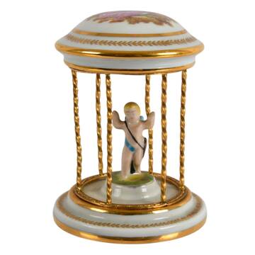 Limoges Porcelain Miniature "Cupid in Cage" Figure