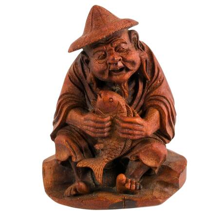 Antique Carved Bamboo Root East Asian Deity Figure