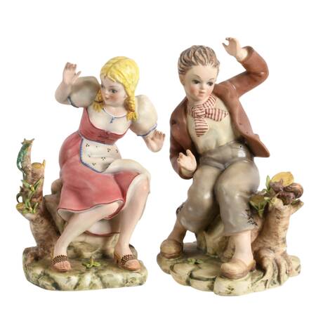 Italian Pair of Youths in the Wood Figurines
