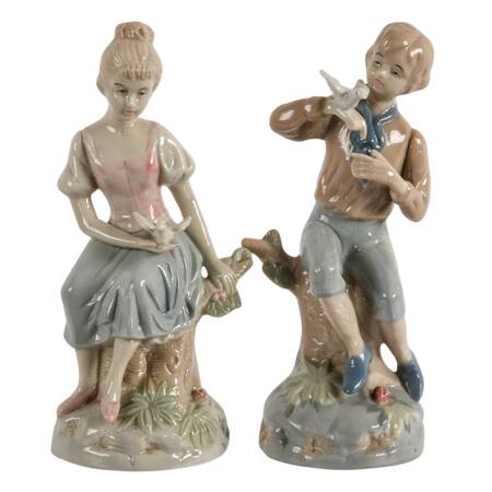 Pair of Lenwile Ardalt Artware Porcelain Mourning Dove Visit Figurines