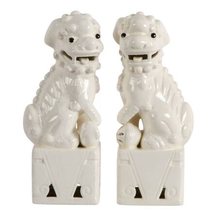 Pair of Chinese White Ceramic Imperial Lions