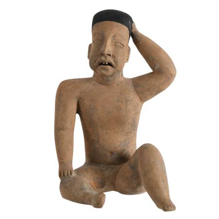 Olmec-Style Mexican Seated Pottery Figure