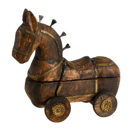 Antique Carved Rajasthani Horse on Wheels