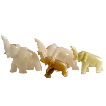 Herd of Light-Colored Stone Elephants